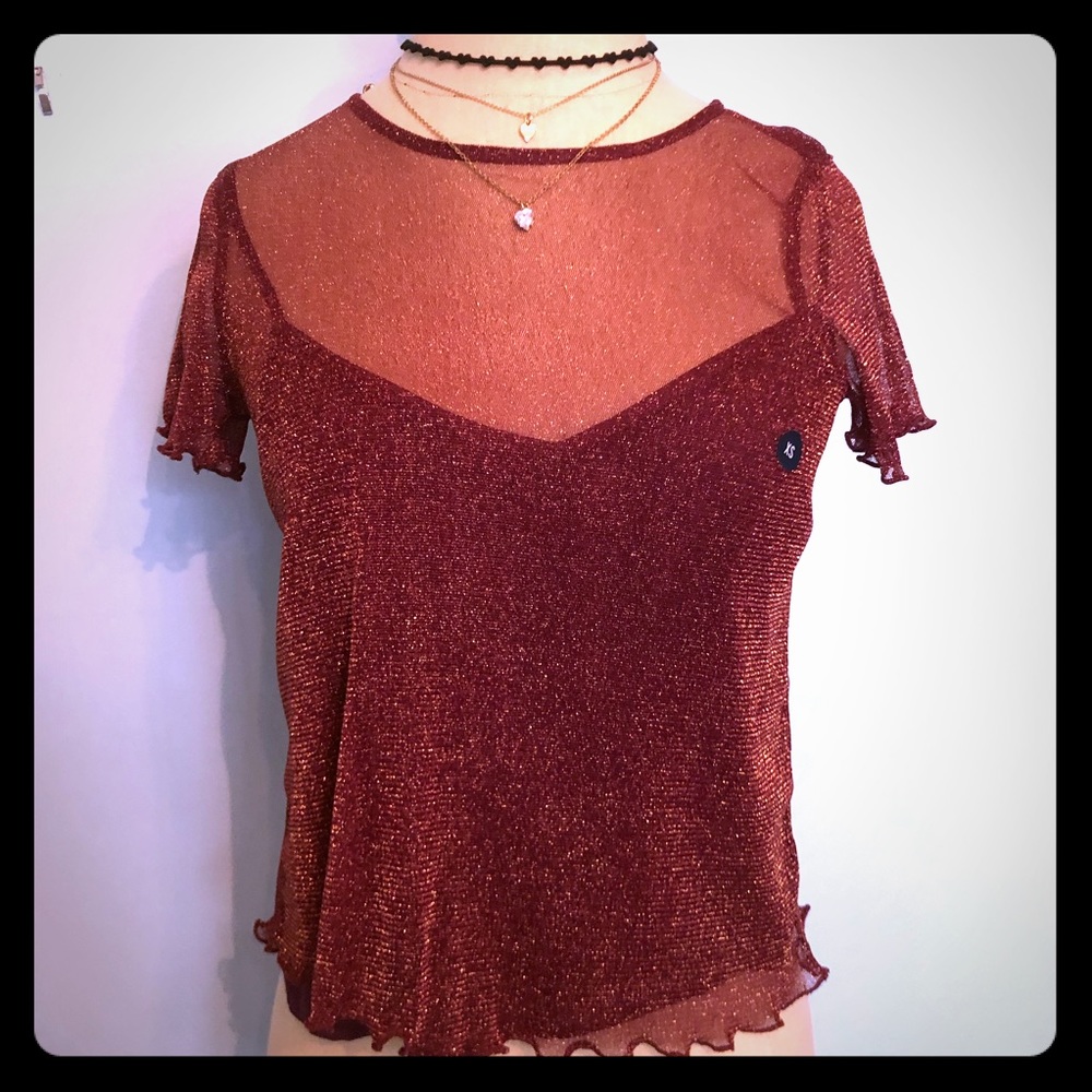 ⚡️⚡️ 3 FOR $30 || Sheer Maroon Top